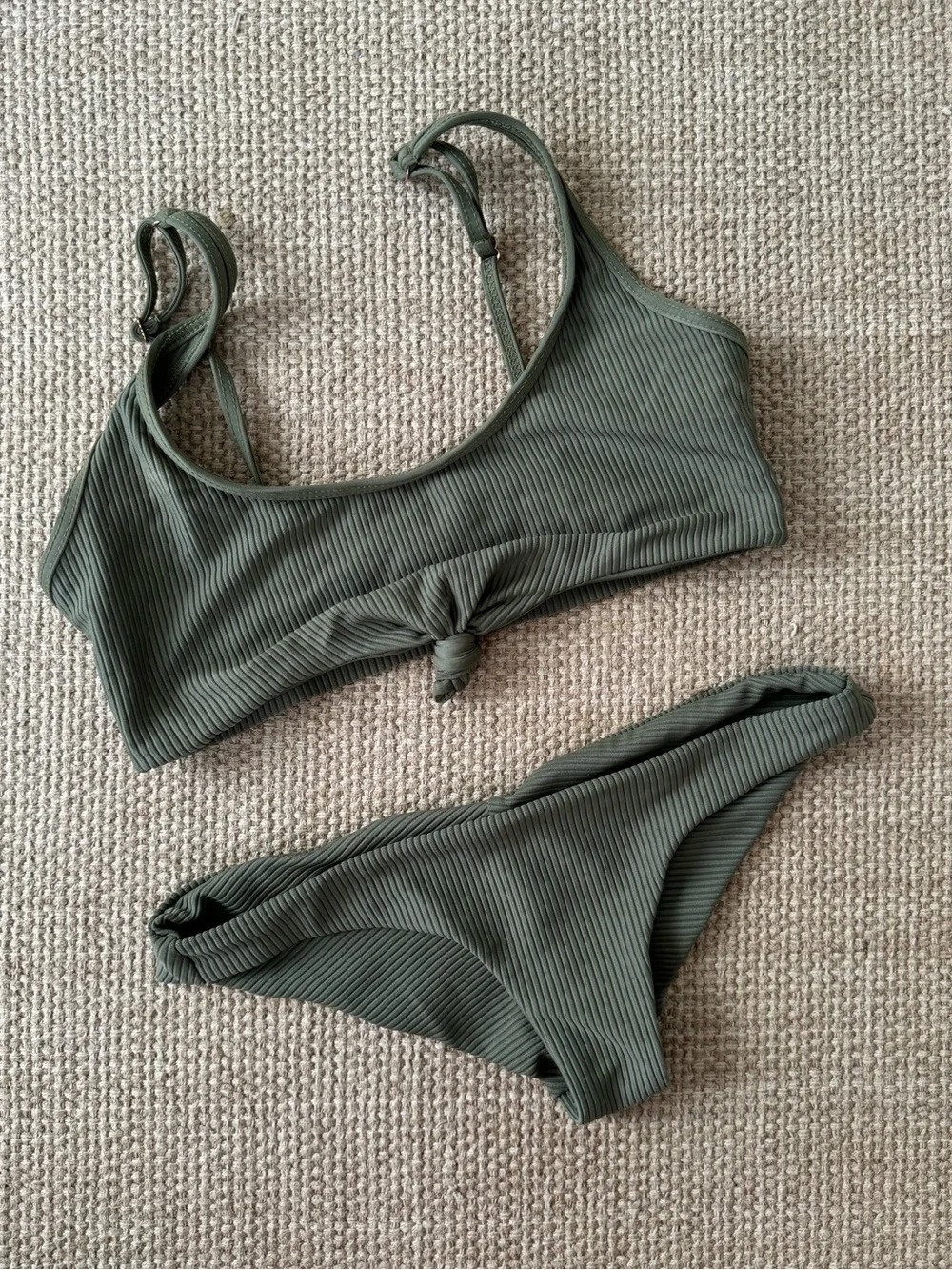 Frankie’s Bikinis Swimwear Olive‎ Green Greer Set, Top: S, Bottoms: XS